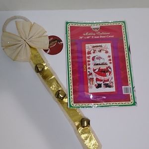 2 Pc X'mas Door Cover & Door Knob Bells